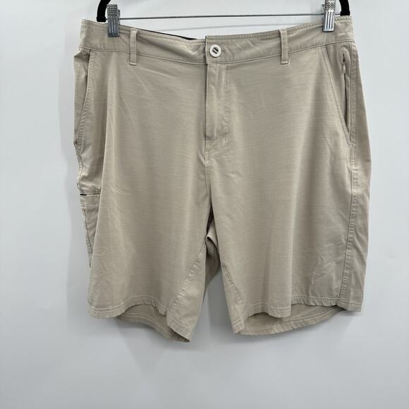 Aftco Men's Fishing Shorts Sz 36 Light Tan Brown Cargo Stretch Lightweight - Picture 1 of 10